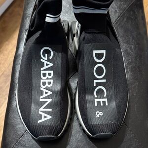 Dolce & Gabbana Black and White Logo Sock Sneakers